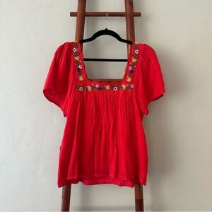 Sézane Béa Blouse - Red Multicolored Floral (VGUC, FR 34 / US 2)